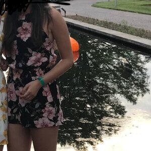 Flowery halter romper